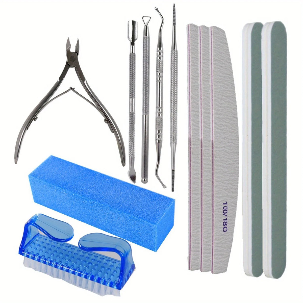 Professional Cuticle Remove Nail Art Tool Set Cuticle Nippers/Nail Buffer Block/Cuticle Pusher/ Peeler For Nai Art Vue