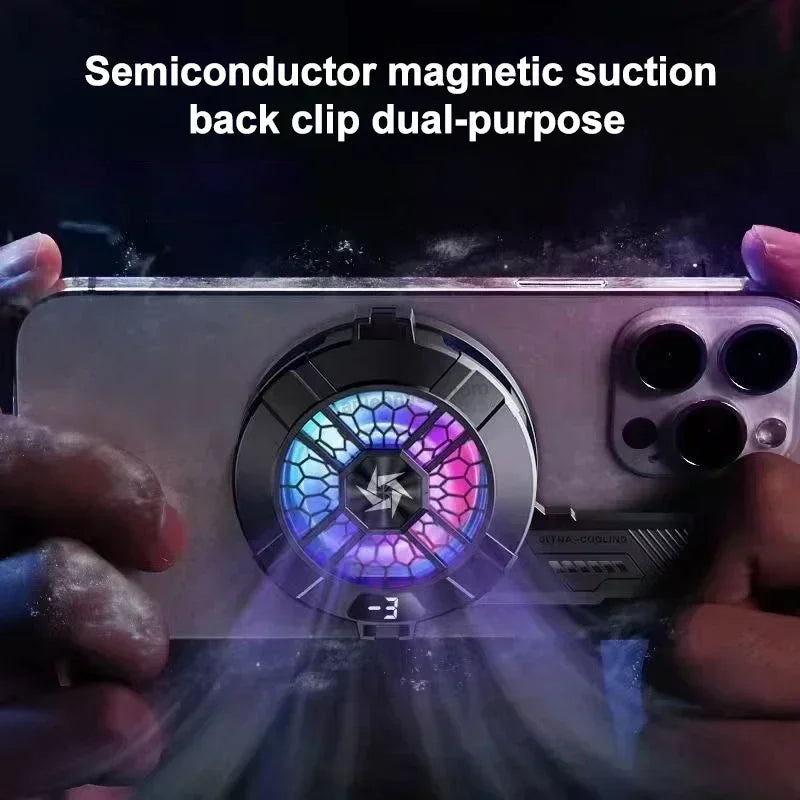SL33 6-Shaped Semiconductor Phone Cooler – Magnetic Back-Clip Radiator for iOS & Android Devices Vue