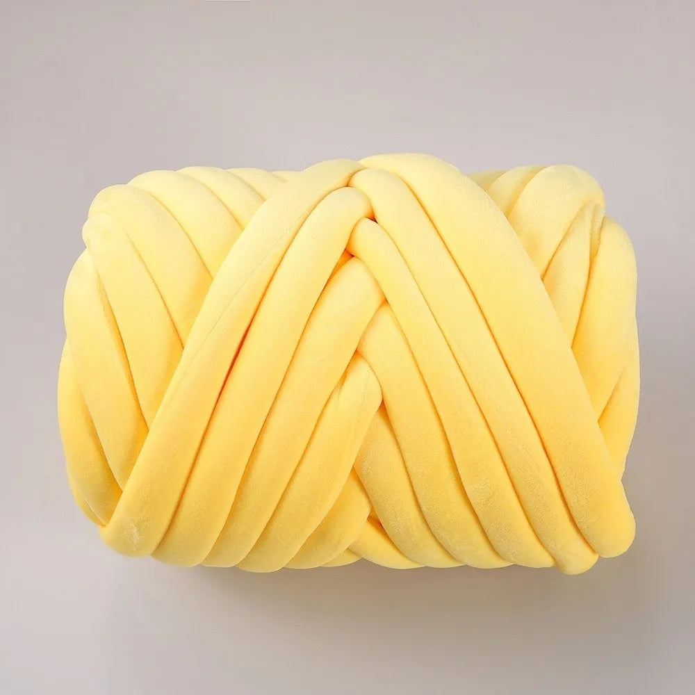 Bulky Diameter 3cm Thick Finger Loop Yarn Velvet 500g/Roll Chunky Yarn Hand Knitting Hand Woven Finger Circle Yarn Carpets Vue Yellow