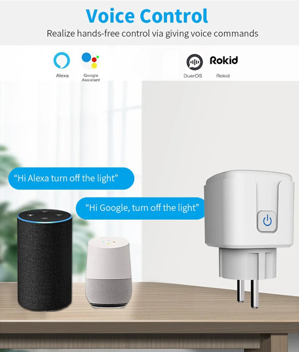 Smart Plug Tuya WiFi EU 16A/20A Smart Socket With Power Monitor Timing Voice Control Works Whit Alexa Google Home Smart Life Vue