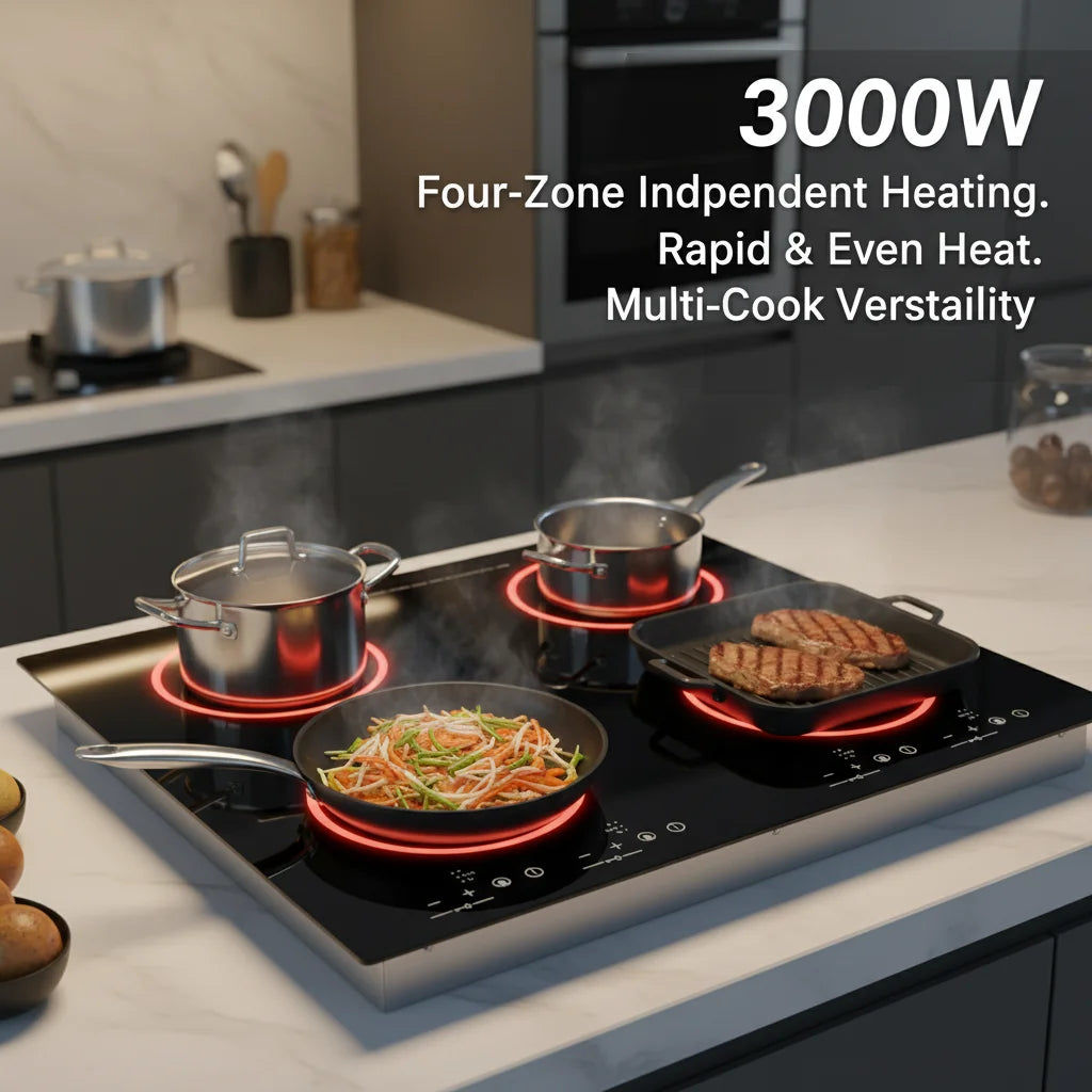3000W 4-Burner Electric Ceramic Cooktop | Touch Control Electric Ceramic Cooktop Vue