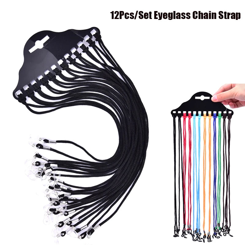 12Pcs/Set Multicolor Sunglasses Lanyard Cord Eyeglass Reading Glasses Chain Glasse Necklace Cord Vue