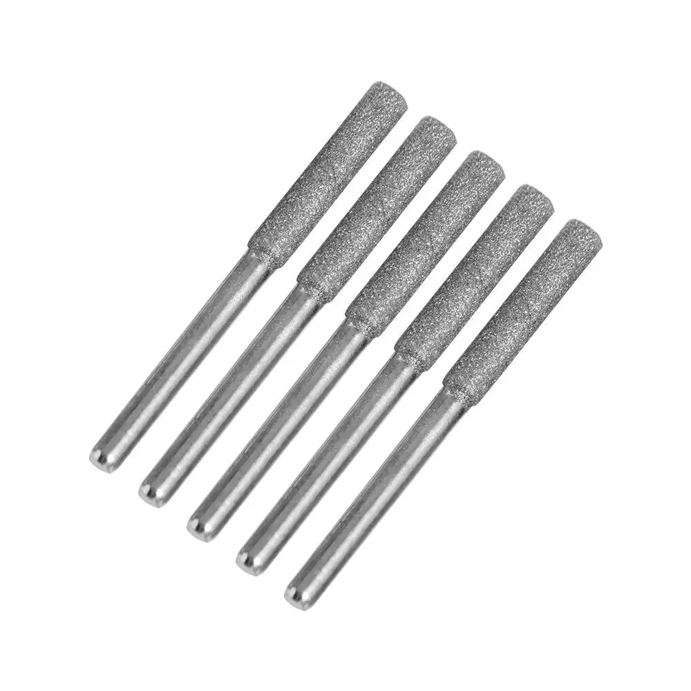 5pcs 4/4.8/5.5mm Diamond Coated Chainsaw Sharpener Stone Polishing Cylindrical Burr Chainsaw File Gold Silver Saw Sharpening Vue