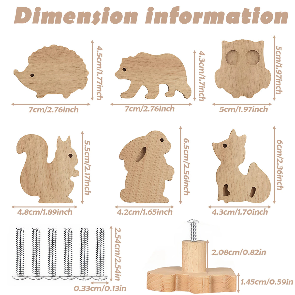 6-Pack Animal Wooden Drawer Knobs & Cabinet Handles for Kids Cabinet Knobs Vue 6pcs CN