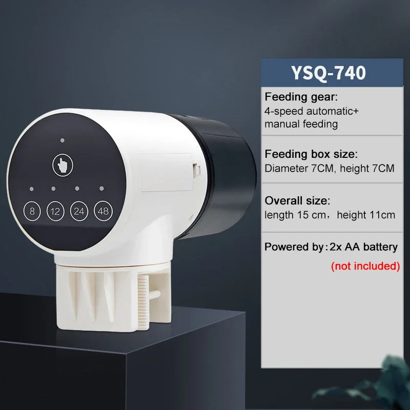 Intelligent Timing Feeder Automatic Aquarium Feeder Fish Tank Gold Fish Feeder Turtle Smart LCD Display Dispenser Vue YSQ-740