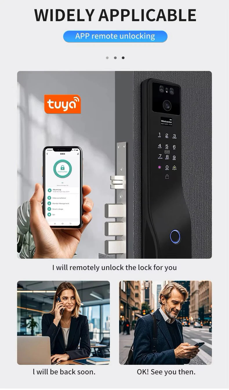 TYSH Smart Lock Real Time Intercom Wifi Camera App Fingerprint Intelligent Palm Vein 3d Face Recognition Door Lock Vue