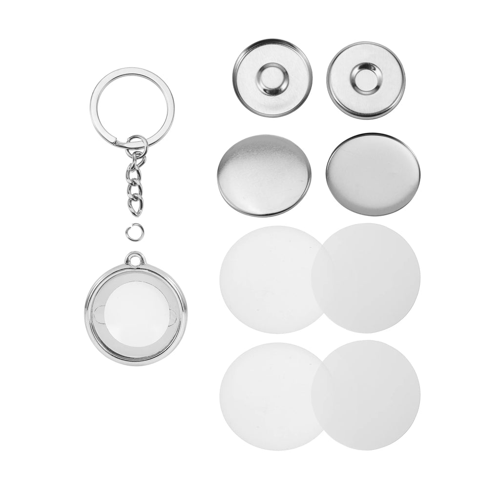 Double-sided Keychain Back Button Parts for Button Maker Machine 25mm 32mm 37mm Round Badge Making Supplies Includes Metal Cover Vue