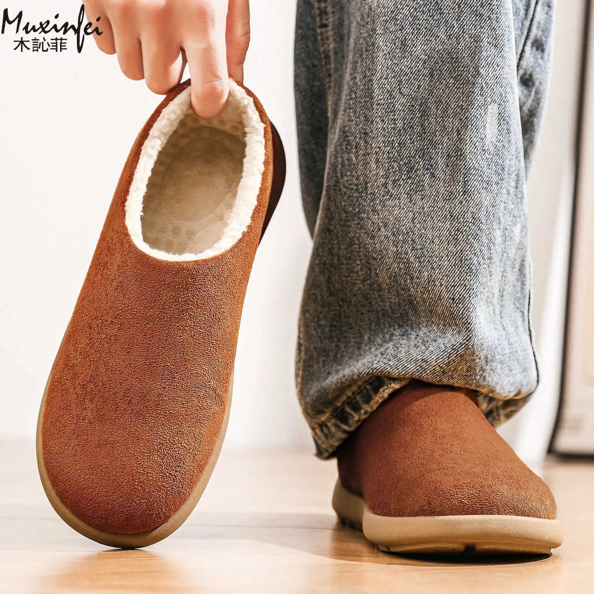Men's Winter Snow Boots – Faux Fur Lined Warm Slip-On Men's Snow Boots Vue