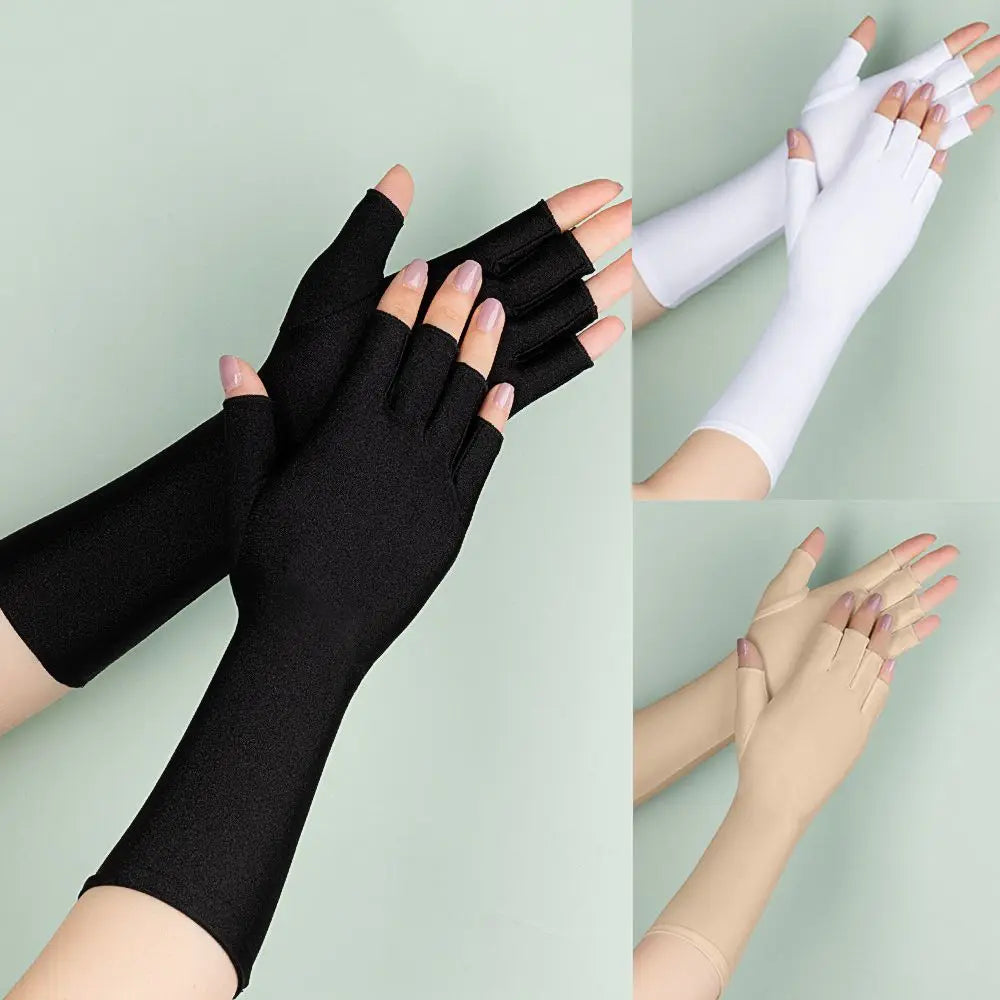 Sunscreen Protection Fingerless Long Gloves Women Arm Cool Summer