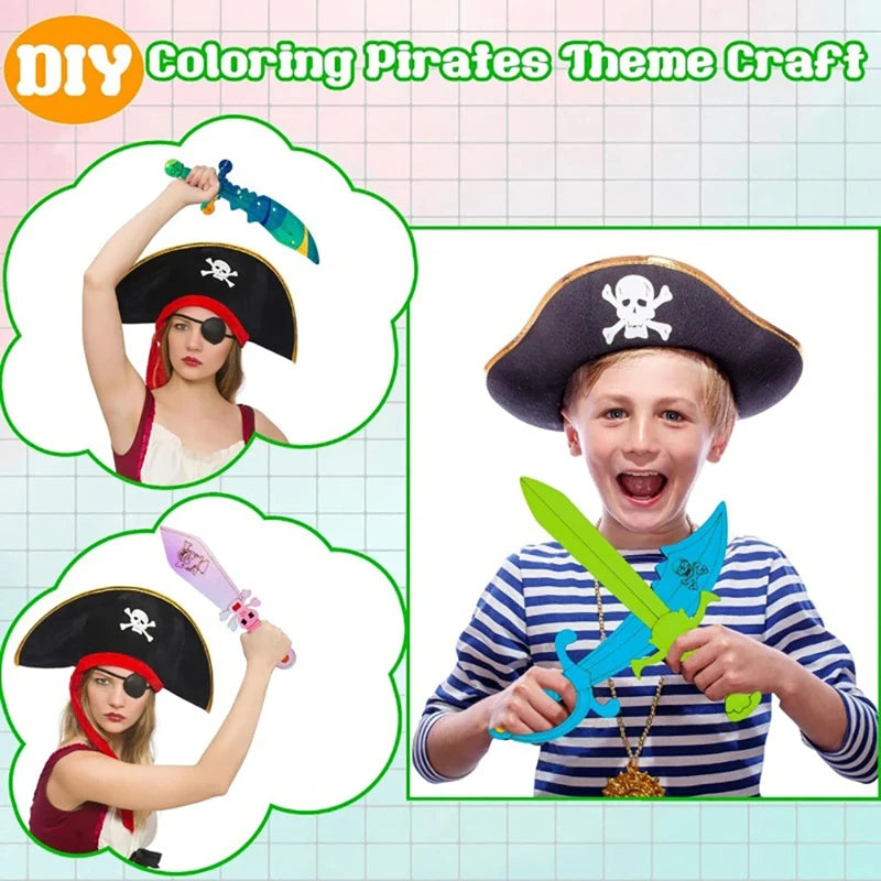 Kids DIY Pirate Wooden Sword Craft Kit – Paint & Decorate Kids Craft Kit Vue
