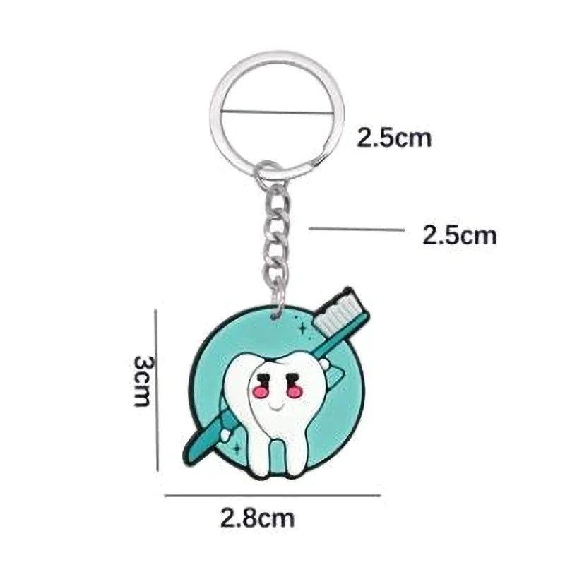 10Pcs Random Dental Tooth Shape Model Simulation Keychain Fashion Keyring Cartoon Lovely Girls Kids Gift Pendant Teeth Key Chain Vue