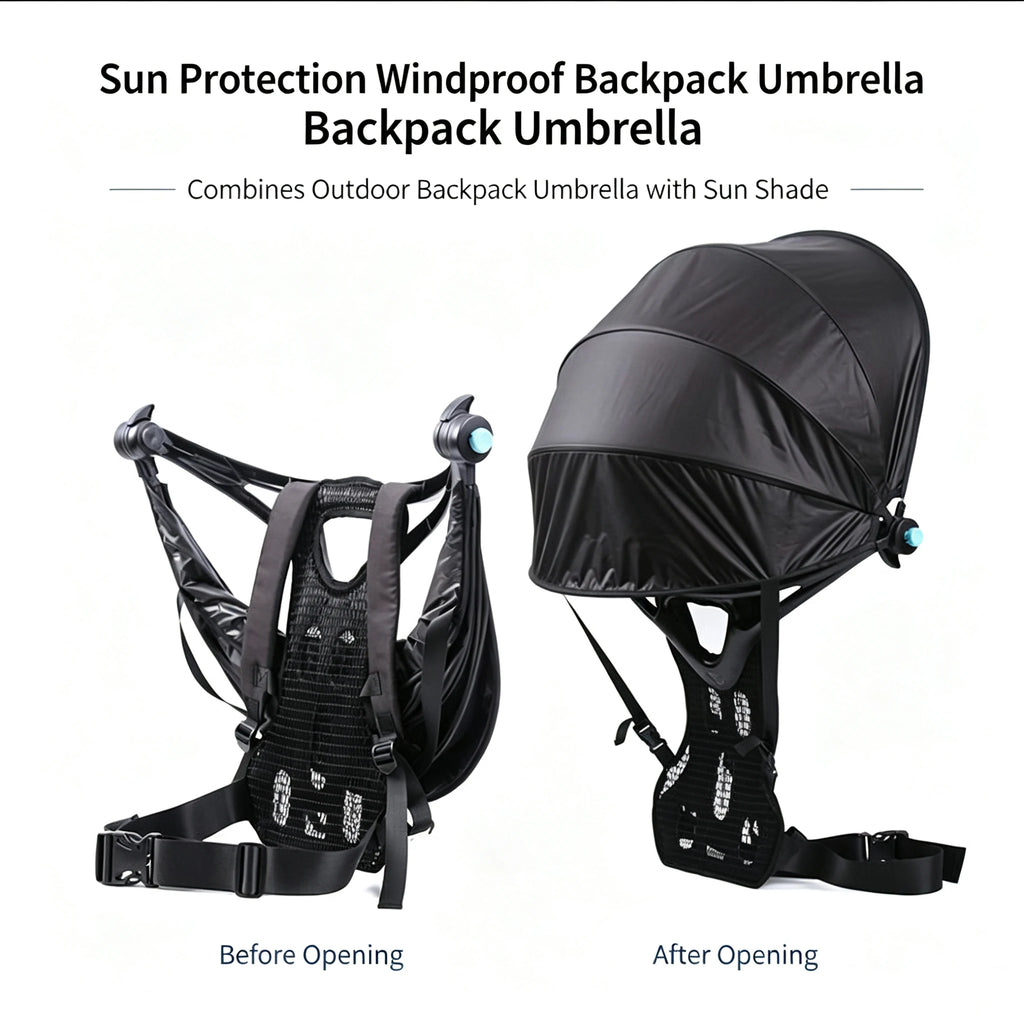 Travel Folding Umbrella UV Clear Backpack Umbrella Outdoor Hiking Mountain Backpacking Handheld-Free Umbrellas Vue Grid