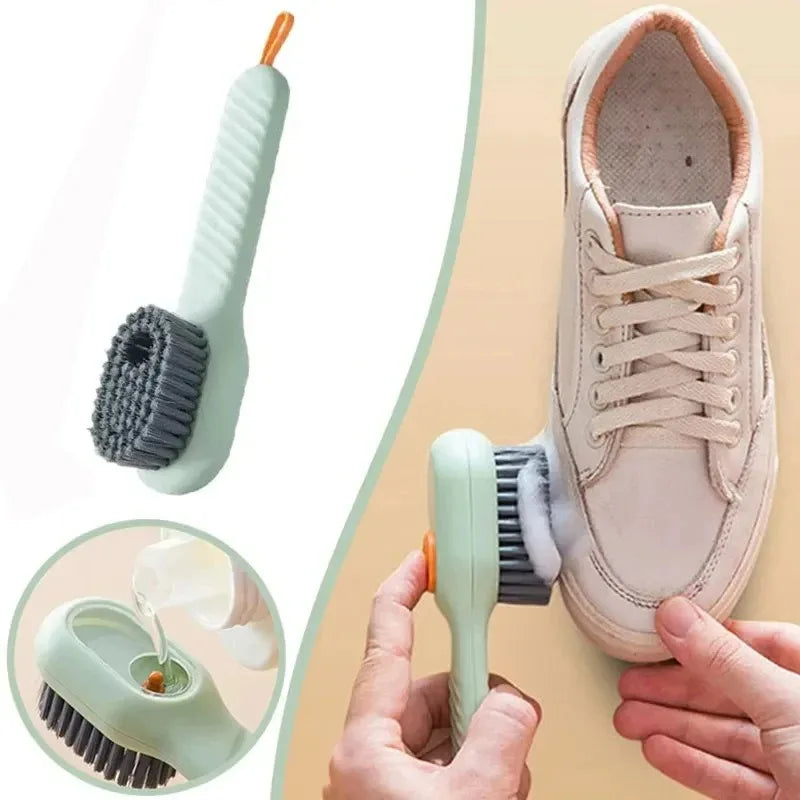 Multifunction Cleaning Shoe Brush Soft Automatic Liquid Shoe Brush Long Handle Clothes Soap Brush With Hook Clean Tool Vue