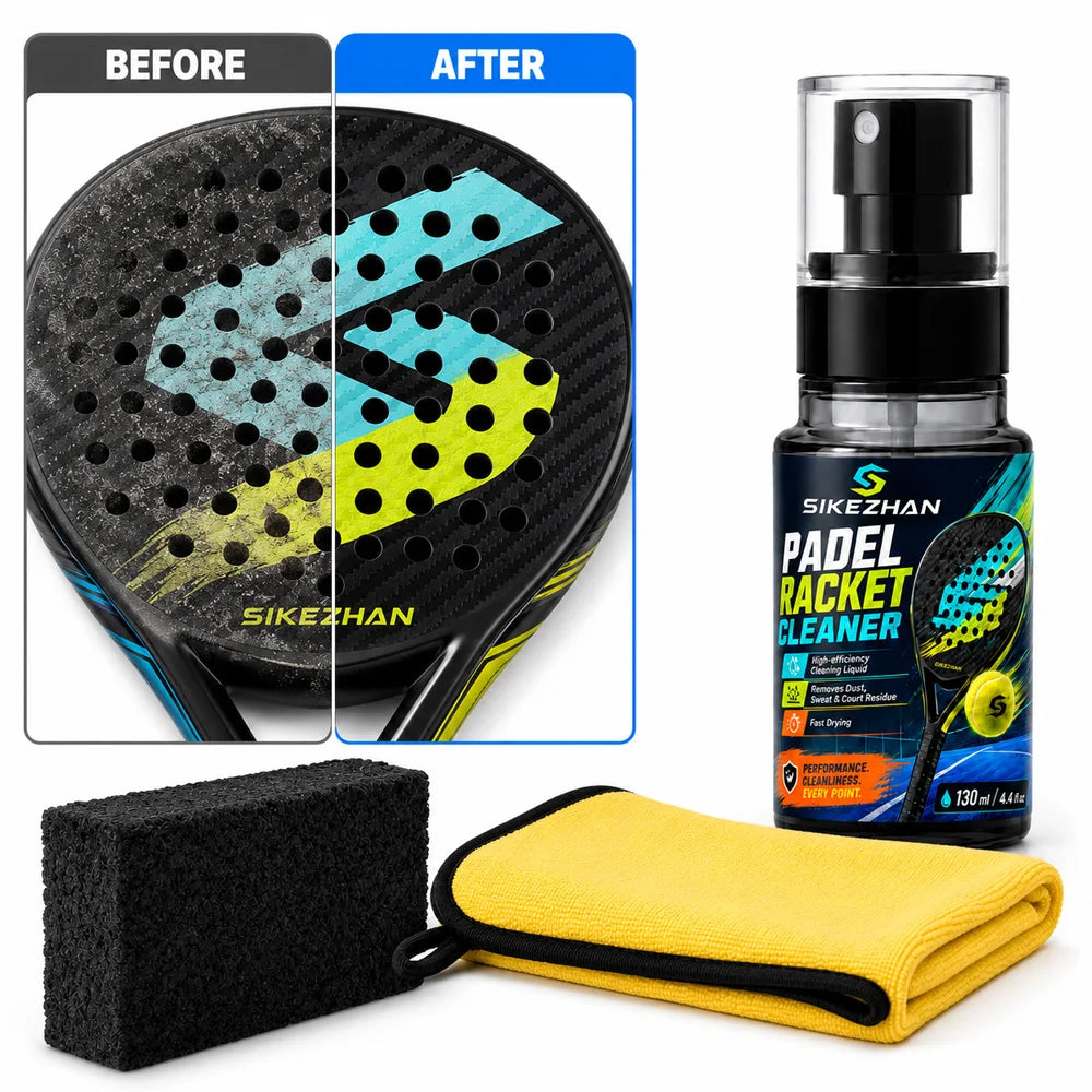 SIKEZHAN Padel Racket Cleaner Kit with 130ml Cleaning Spray Microfiber Cloth and Sponge for Racket Surface Care Sports Equipment Vue