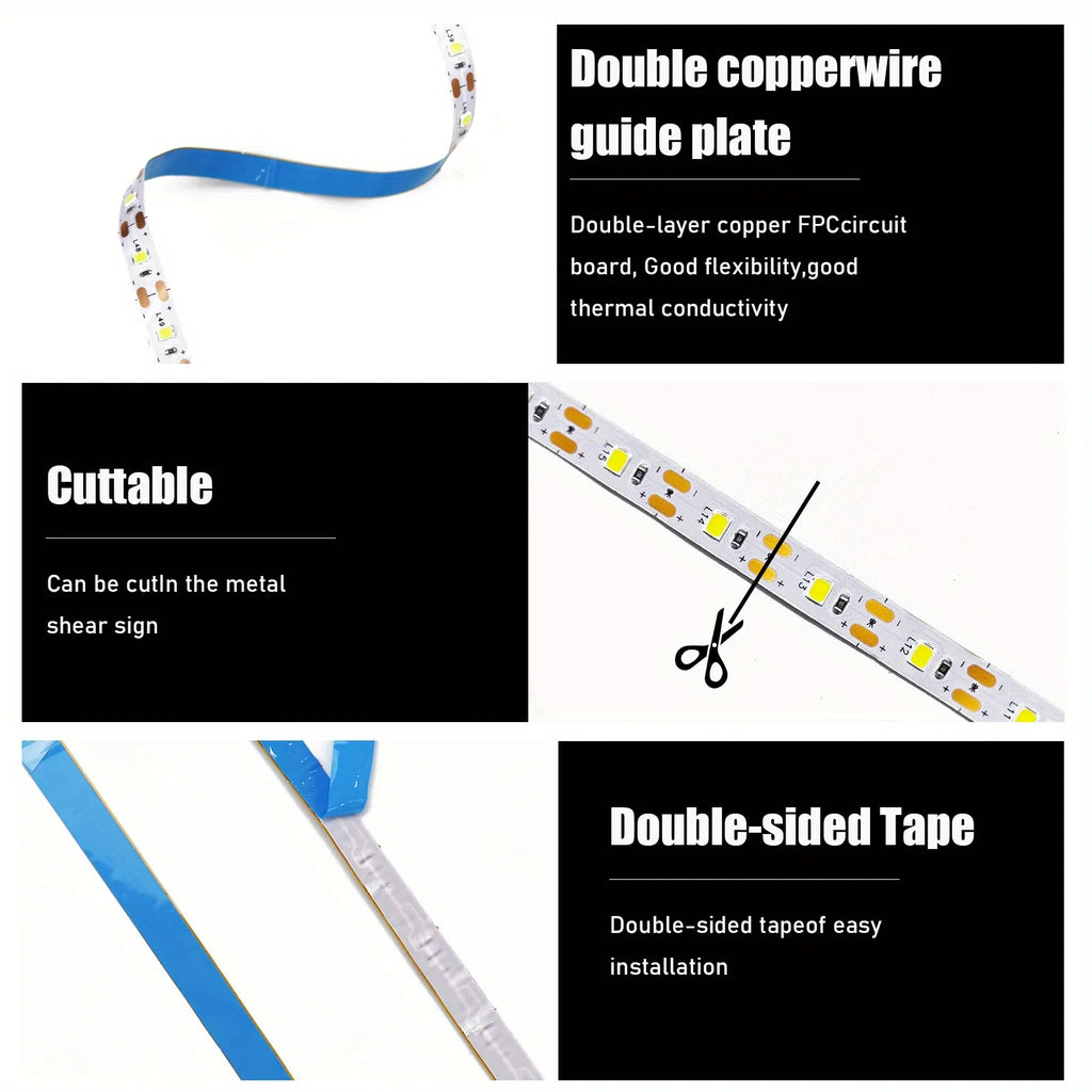 LED Strip Lights High Brightness Flexible LED Tape Lights Flexible Cuttable USB for Home DIY TV Backlight Room Decorations Vue