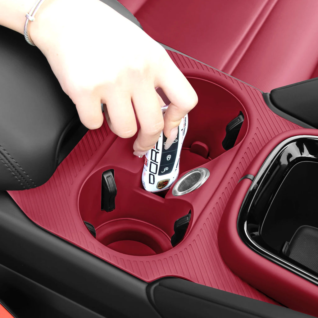 High-Grade Car Cup Holder For Porsche Cayenne Auto Central Console Water Cup Holder Insert Silicone Anti Slip Drink Organizer Vue