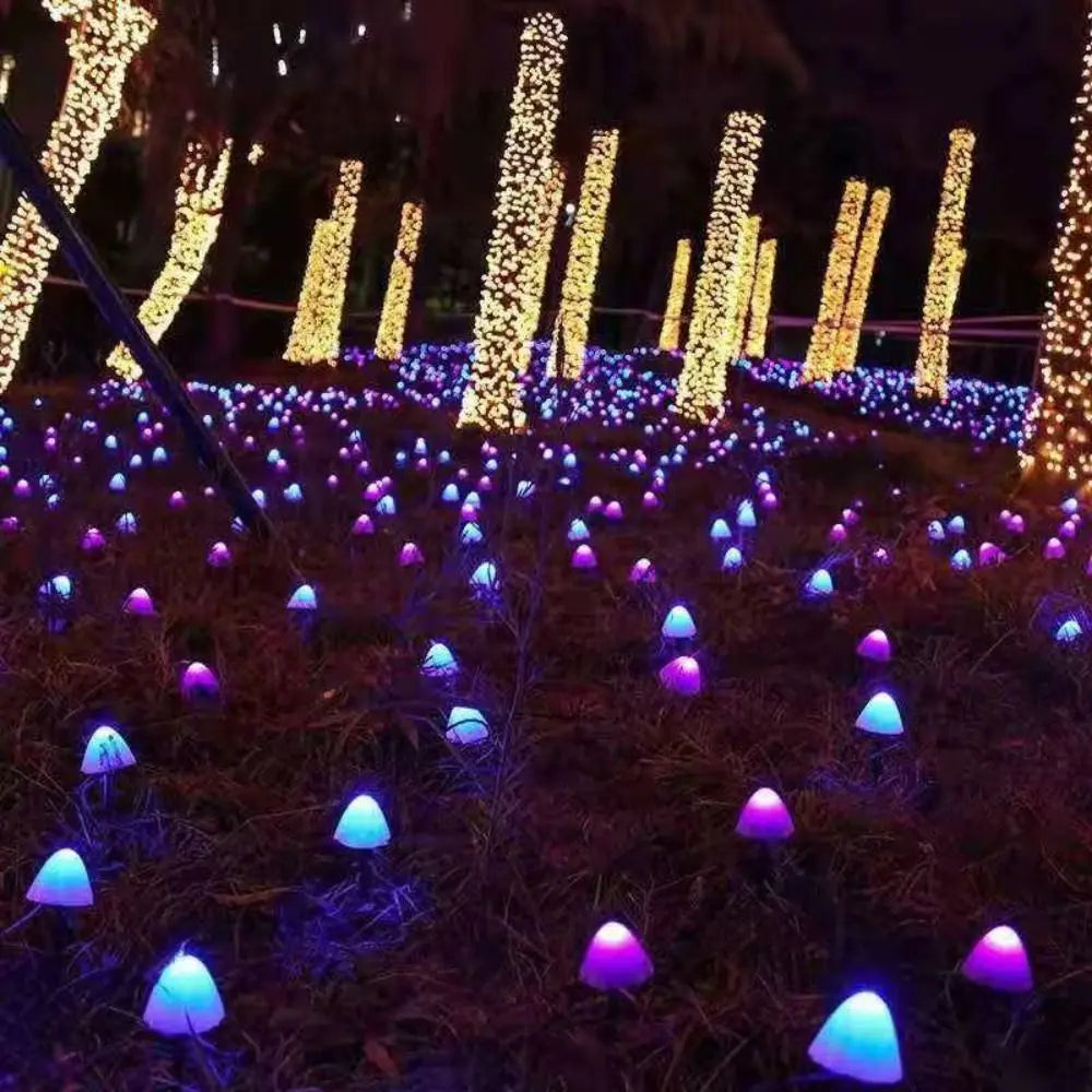Waterproof Design Solar LED String Lights 3.5/3.8/5m 8 Modes Solar Pathway Lights Mini Mushroom Lights Color Changing Vue