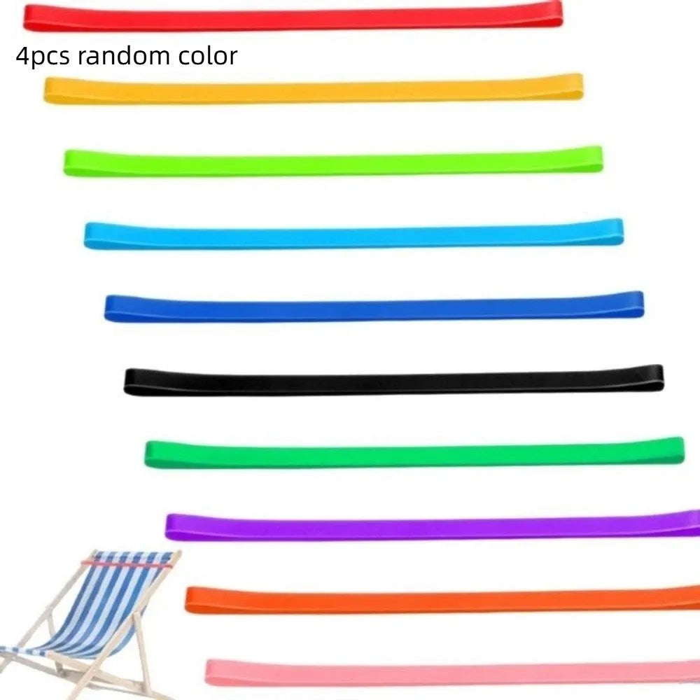 4 pcs Windproof Beach Towel Clips Colorful Multi-functional Stretchable Bands Silicone Break-Resistant Elastic Bands Cruise Vue