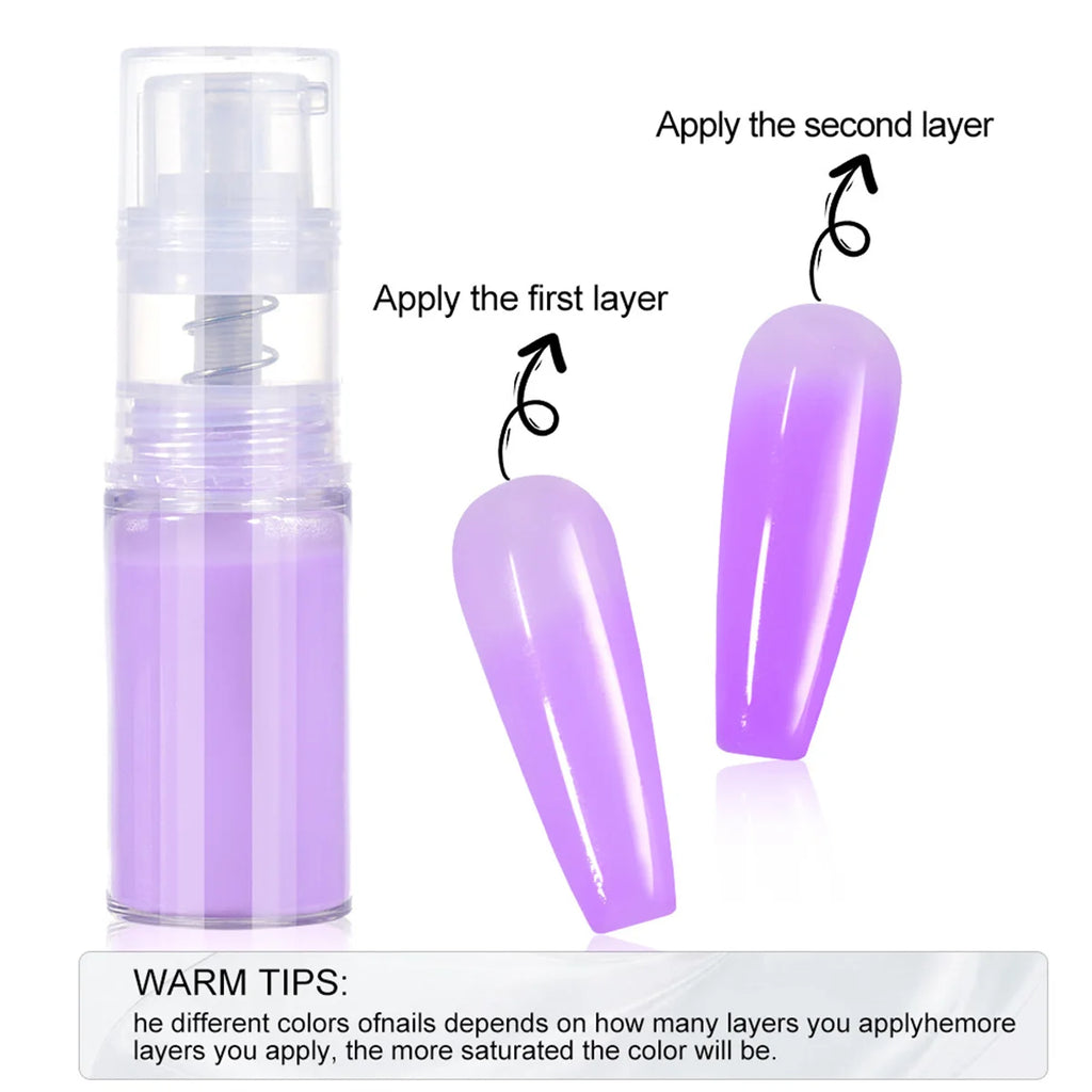 1pc Gradient Nail Powder Spray Powder Immersion Powder Macaron Color Aurora Sparkle Powder Pop Color Portable Nail Art Creation Vue Purple
