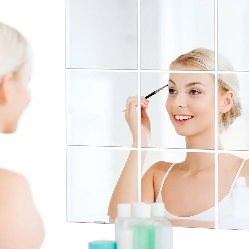 Unbreakable Flexible Mirror Sheets Large Size Non Glass Square Wall Mounted Mirror Frameless Cuttable Mirror Stickers DIY Craft Vue