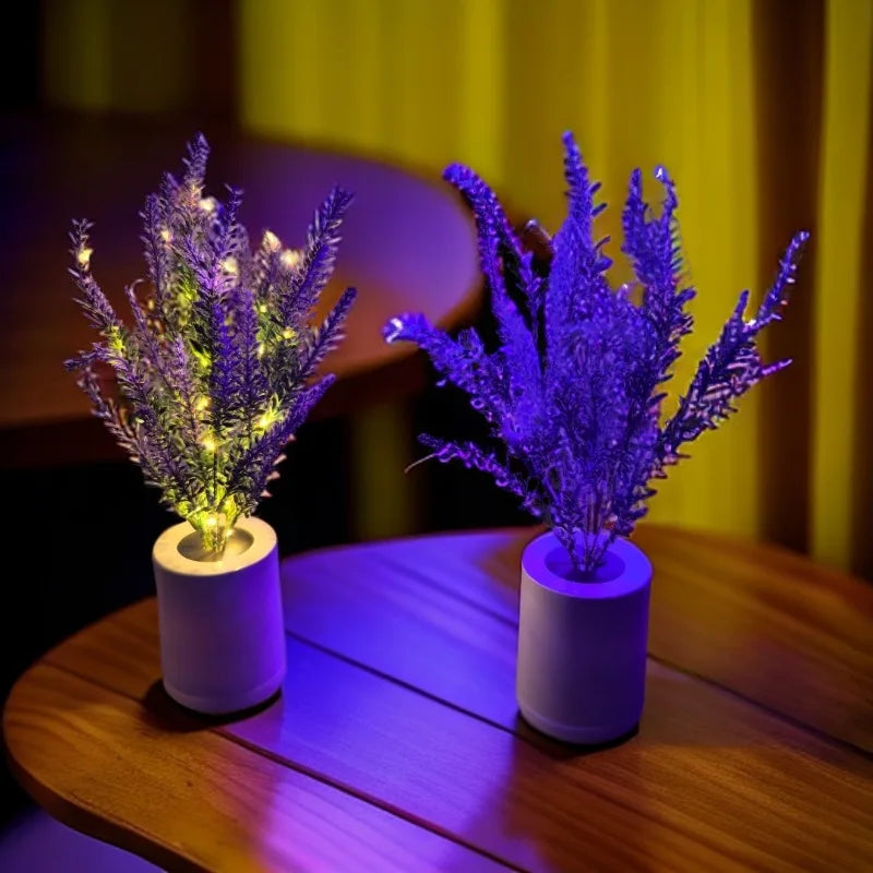 Night Light Battery Power Lavender Flower Lights Interior Lighting Bedroom Bedside Desktop Decoration Table Lamp Night Lamps Vue
