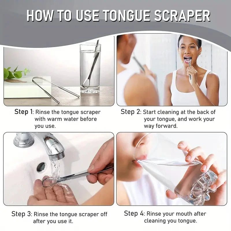 vvocci 1pc Tongue Brush Scraper Coating Cleaner TongueCoating Stainless Steel Tongue Cleaning Tongue Removing Bad Breath OralCa Vue