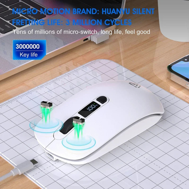 Lenovo Wireless Mouse Bluetooth 2.4G With Smart Display Silent Portable Silent Click Mouse Rechargeable Office Computers Laptops Vue