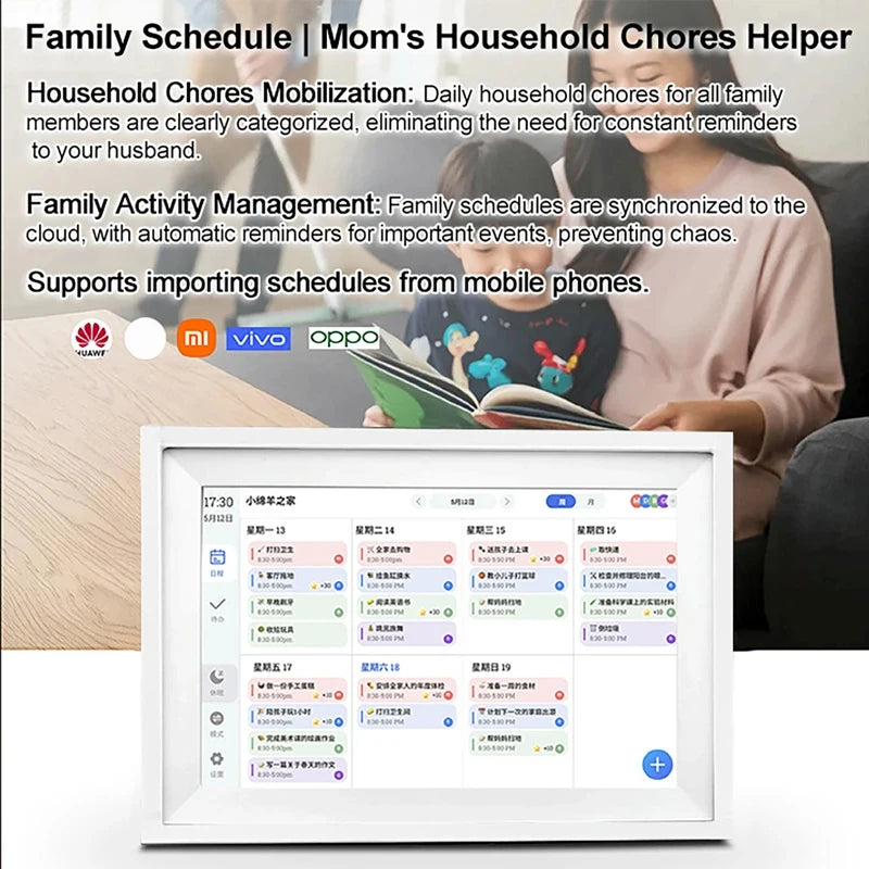 10.1 Inch Digital Calendar Planner IPS HD Smart Touchscreen for Family WiFi Interactive Display Wall Planner Electronic Calendar Vue