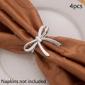 Gold Bow Napkin Ring Reusable Holder Suitable Valentine's Day Parties