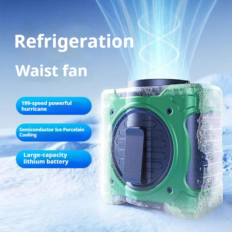 8000mAh Waist Clip Fan 199 Wind Speeds Refrigeration Hanging Neck Vue