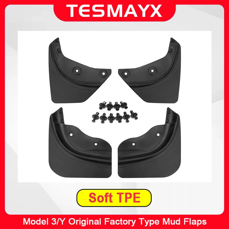 4PCS Front Rear Mudflaps for Tesla Model Y Juniper Model 3 YL 2026 2025 Mud Flaps Replacement Splash Fender Travel Accessories Vue