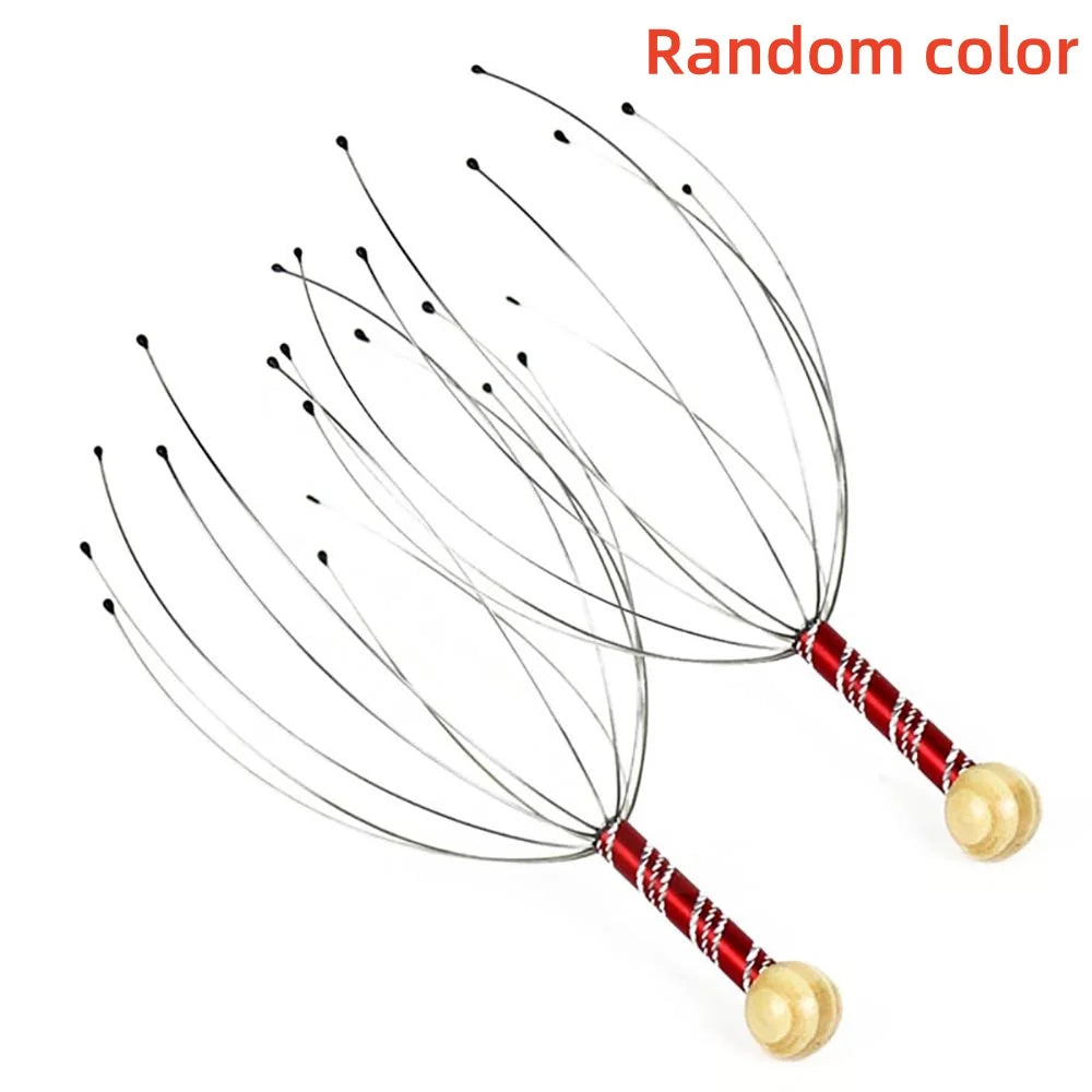 Stainless Steel Octopus Claw Scalp Massage Tool Stress Relief Scalp Itch Remover Hair Blood Circulation Stimulator Random Color Vue 2pcs random color