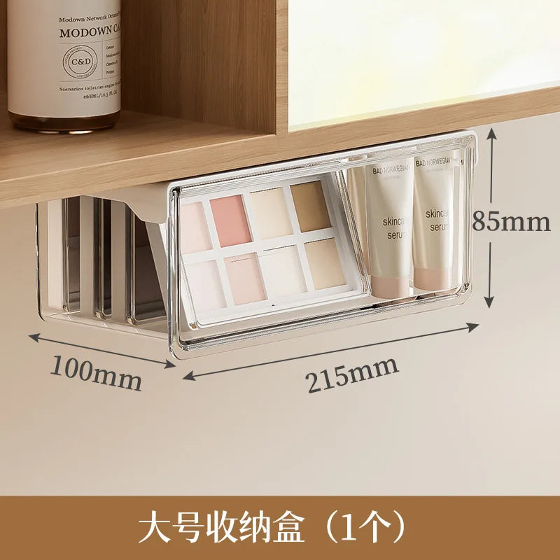 Plastic Drawer Style Storage Box Self Adhesive Large Capacity Makeup Storage Container Transparent Space Saving Vue GQ220133-L