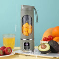 12 Blades Portable Fruit Juicer 450ml Capacity 3 Gears USB Rechargeable Blender Ice Crusher Vue army green