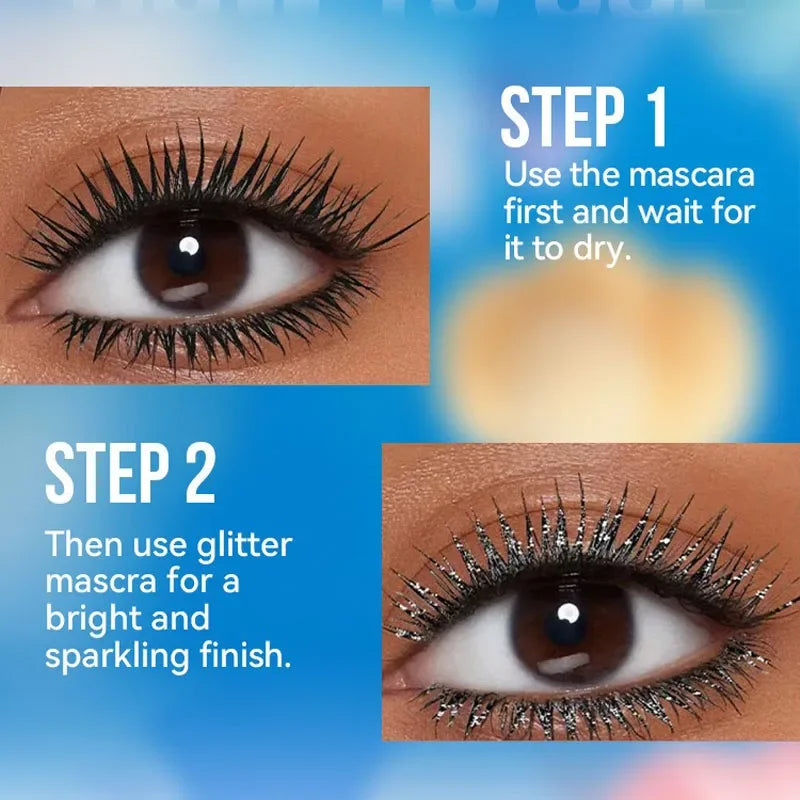 Sparkling Gold Diamond Mascara Glitter Pearlescent Small Metal Bar Waterproof Fast Dry Eyelash Curl Extension Christmas Makeup Vue