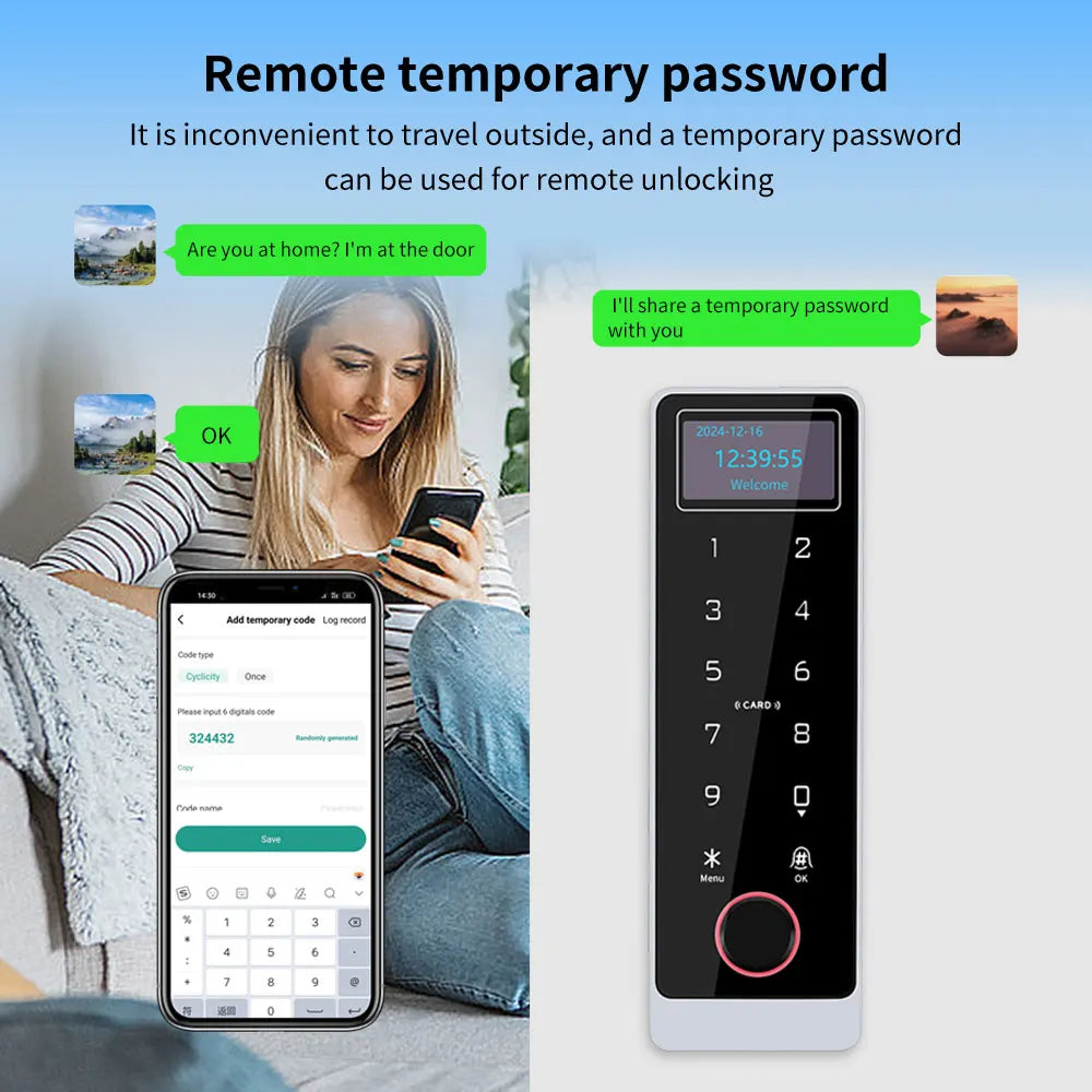 Waterproof WIFI Tuya App Control Fingerprint Reader With LED LCD Screen Stand-Alone Door Keypad Metal RFID Access Control System Vue