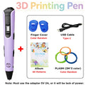 New 3D Printing Pen 1.75mm PLA Children 3D Pen Type C Cable 0.7mm Diameter Material Kids DIY Drawing Pen Boy Girl Birthday Gifts Vue Purple 9M PLA set PLA Filagment