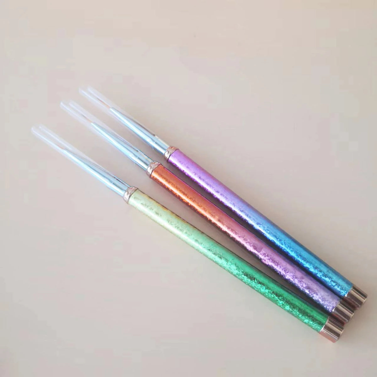 Professional Private Label 3 pcs Rainbow Color Nail Art Painting Brush Thin Liner Brush Vue rainbow color China Mainland