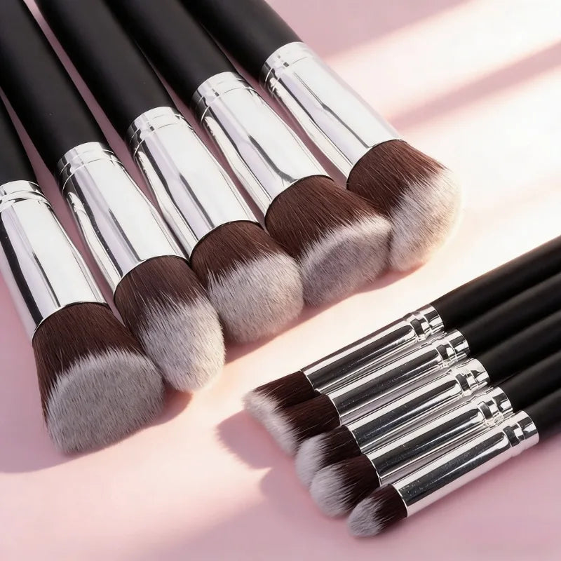 Makeup Brush 10pcs Foundation Make-up Brush Suitable for Powder Blusher Eye Shadow Repair Powder Cosmetics Black Beauty Tools Vue