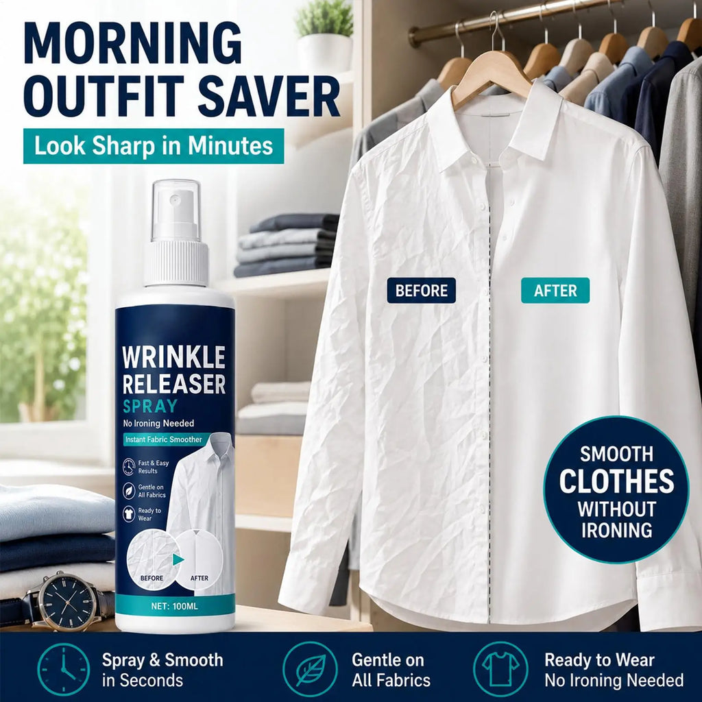 Wrinkle Release Spray for Clothes, No Iron Fabric Softener & Smoothing Agent, Quick C rease Remover for Shirts Dresses Bedding Vue
