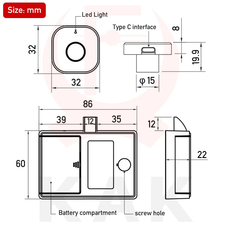 KAK Biometric Fingerprint Lock Black Keyless Cabinet Lock Smart Drawer Locks Anti-theft Door Lock Long Standby Time Door Hardwar Vue