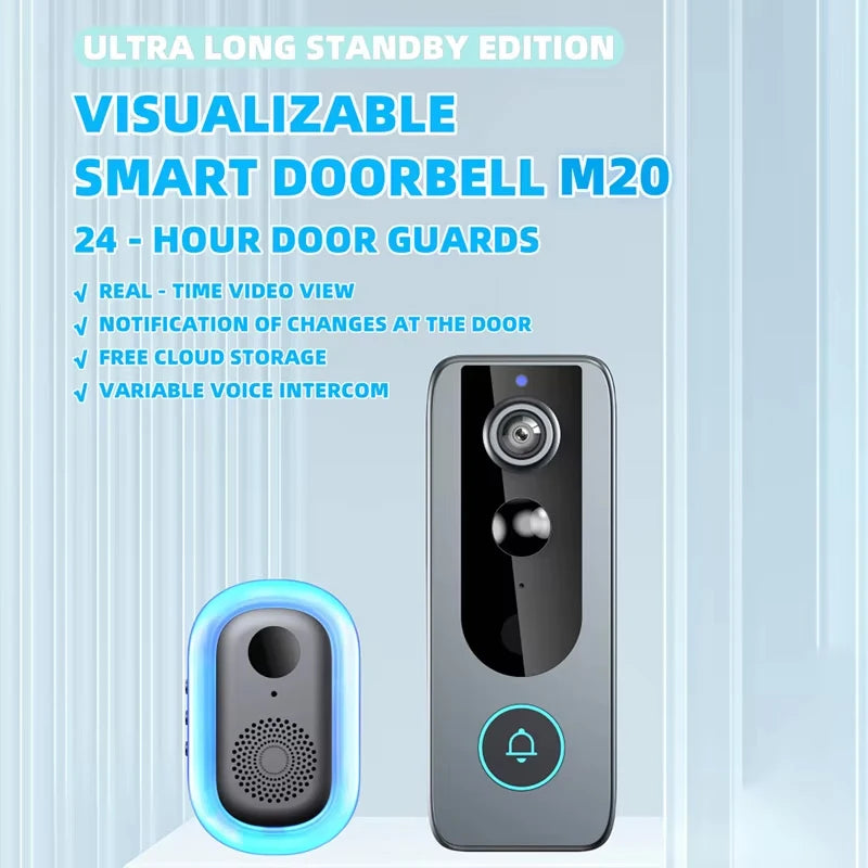 Tuya Doorbell with Solar Rain Cover Camera Wireless Video Doorbell Wifi PIR Human Body Sensing Outdoor Door Bell Video Intercom Vue