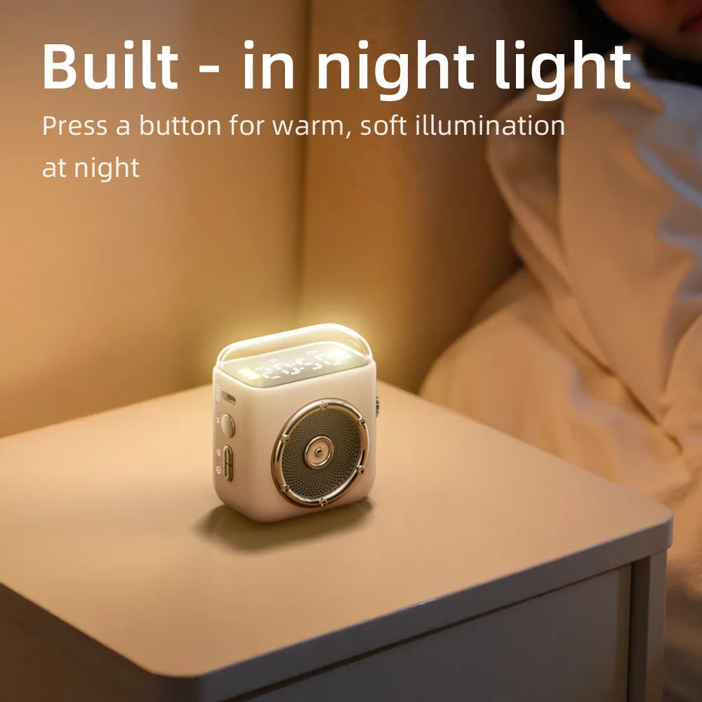 Mini Wireless Bluetooth Speaker Magnetic Backclip Time Display Hifi Sound Night Light Handsfree TF Card Play MP3 Music Player Vue