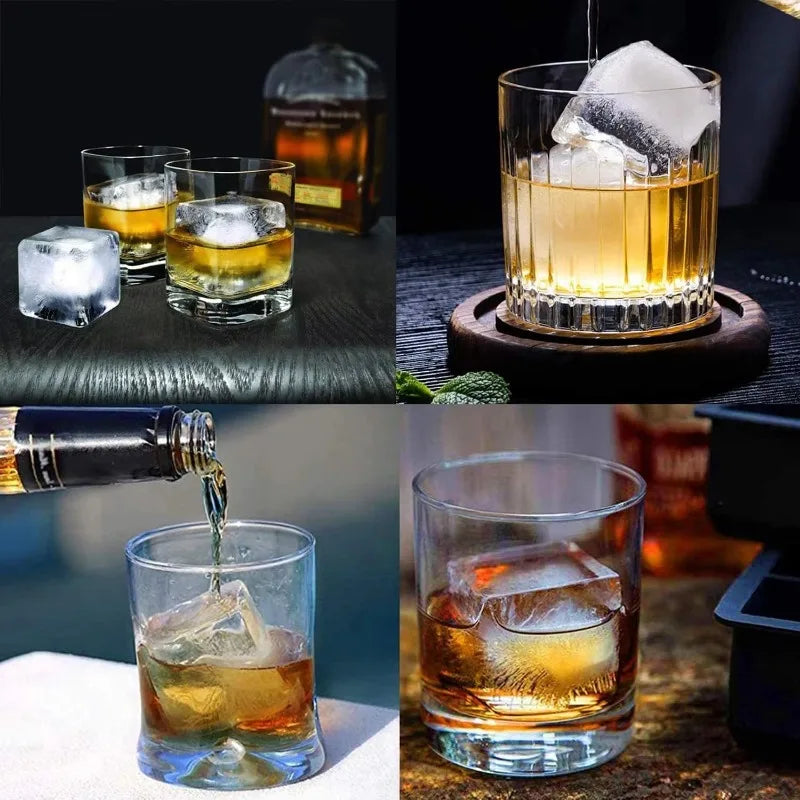 1-3PCS Square Silicone Ice Cube Tray Quick-Release Food-Grade Soft Ice Mold for Whiskey Party Supplies Easy-Press Freezer Gadget Vue