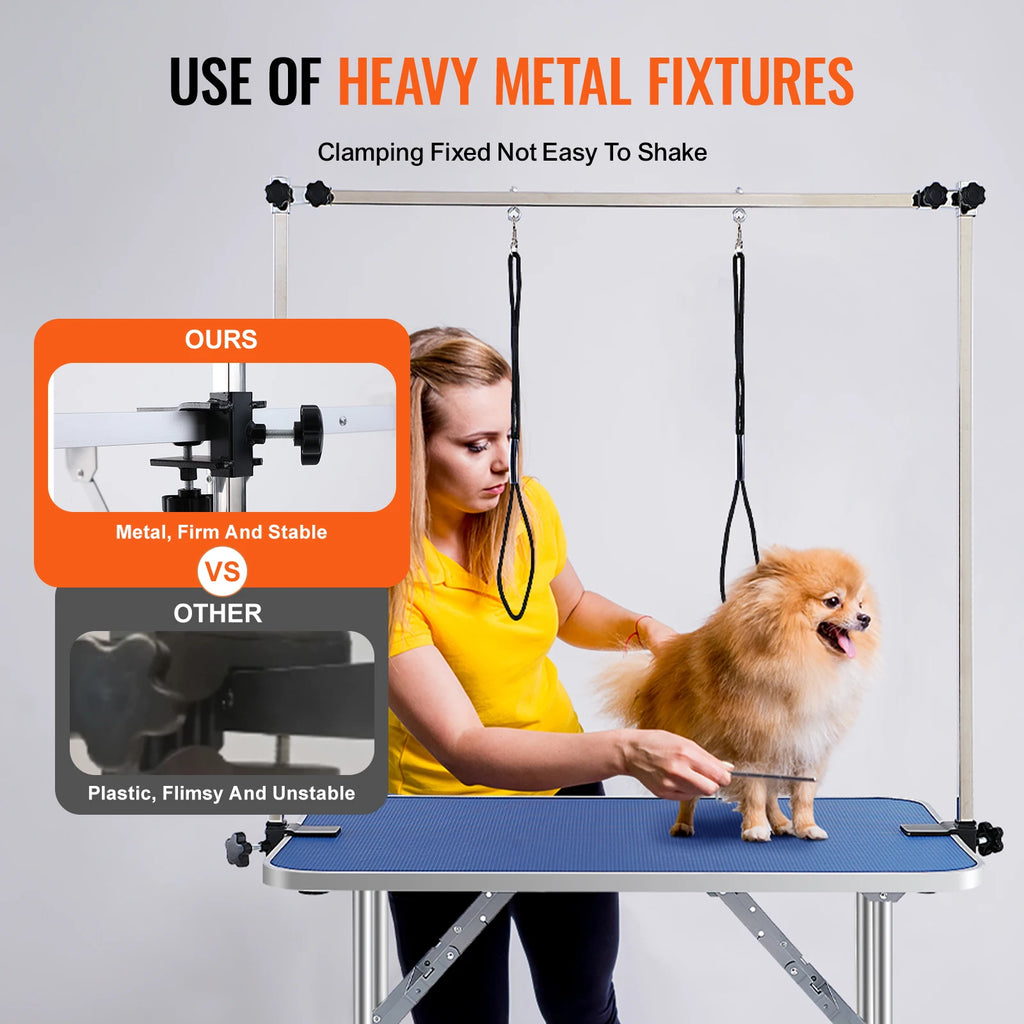 SucceBuy Foldable Dog Grooming Table | Dual Arms & Loop Dog Grooming Table Vue