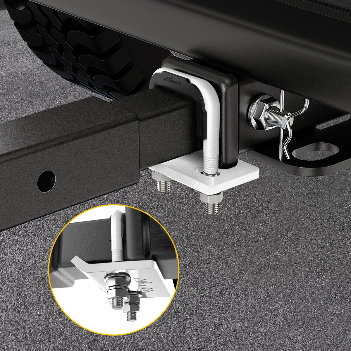 Nilight Trailer Hitch Tightener for 2 Inch Trailers Hitches Mount Anti Rattle Heavy Duty Steel with Rubber Cover White U Bolt Glossy Coating Plate Electrophoresis Anti-Rust Triple Protective Vue