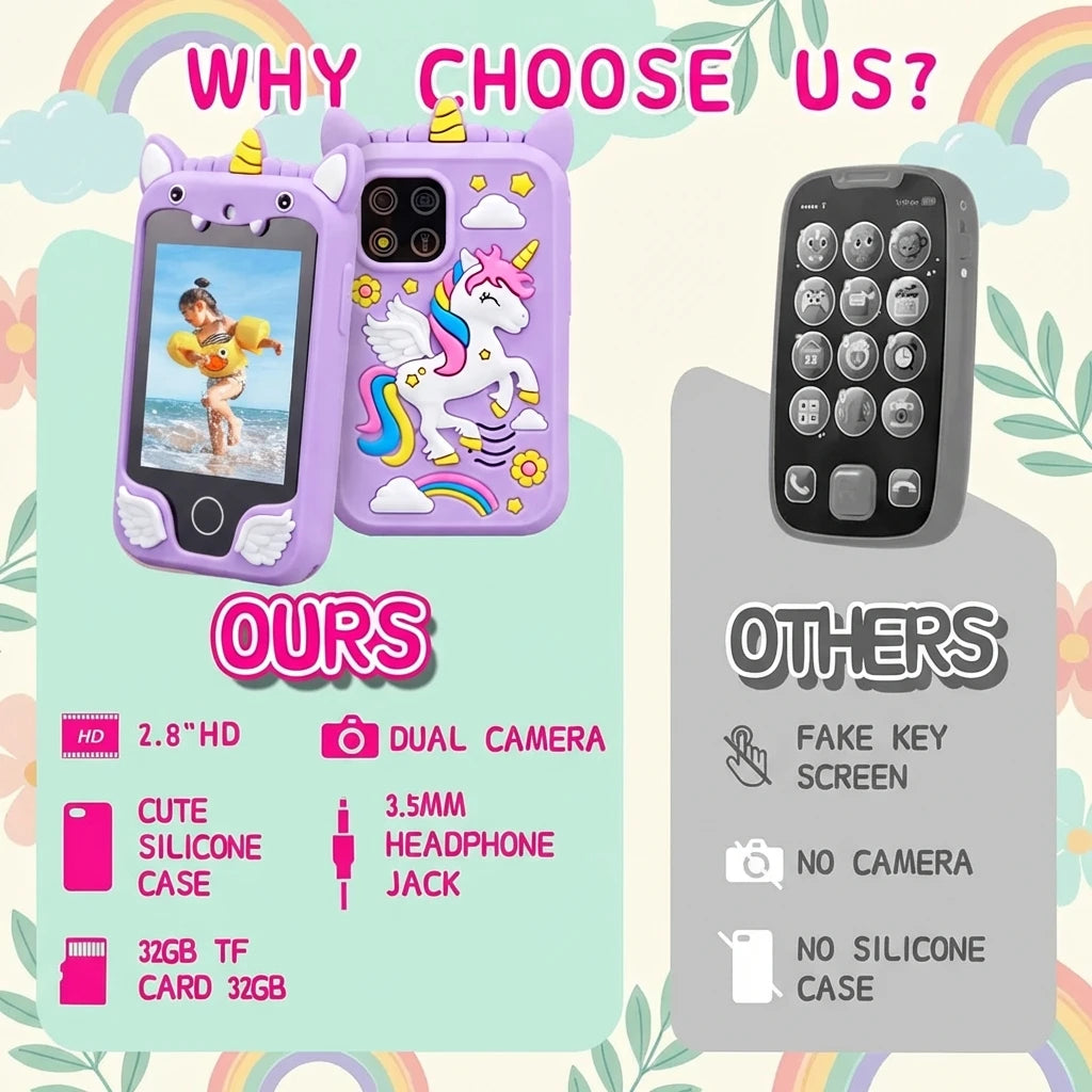 New Children Smart Phone Kids Toys Cartoon Unicorn Touchscreen Music Mobile Learning Educational Toys Birthday Boys Girls Gifts Vue