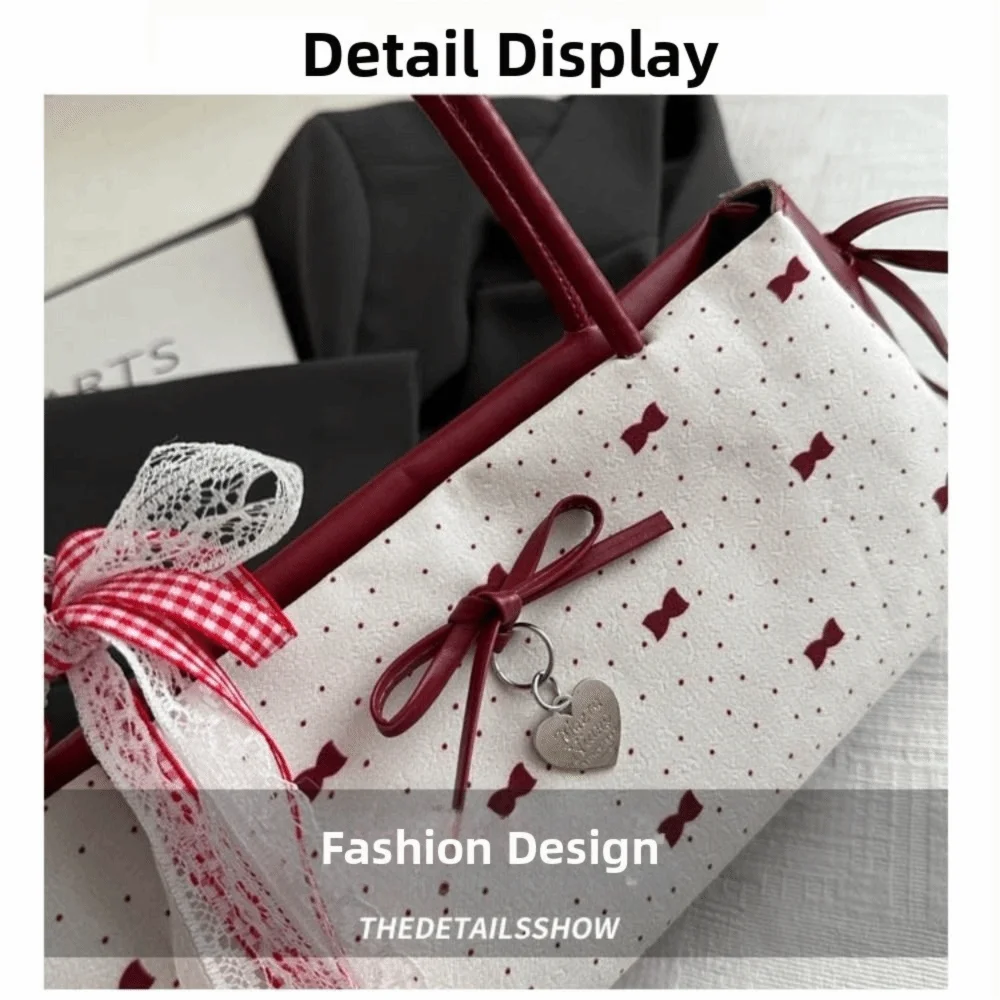 Elegant Korean Bow Decoration Women's Handbag Niche PU Material