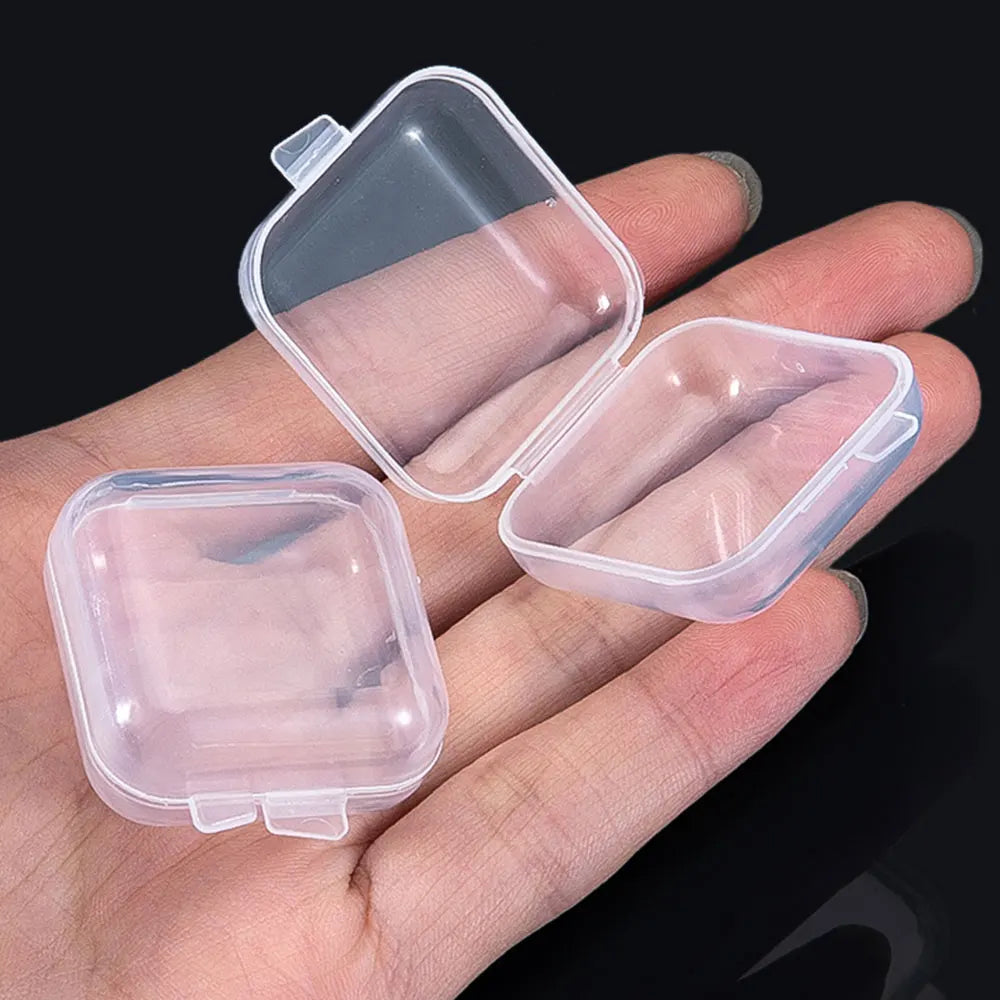 5/20PCS Mini Plastic Storage Box Transparent Jewelry Storage Box Container Portable Earring Ring Earplugs Packaging Storage Case Vue