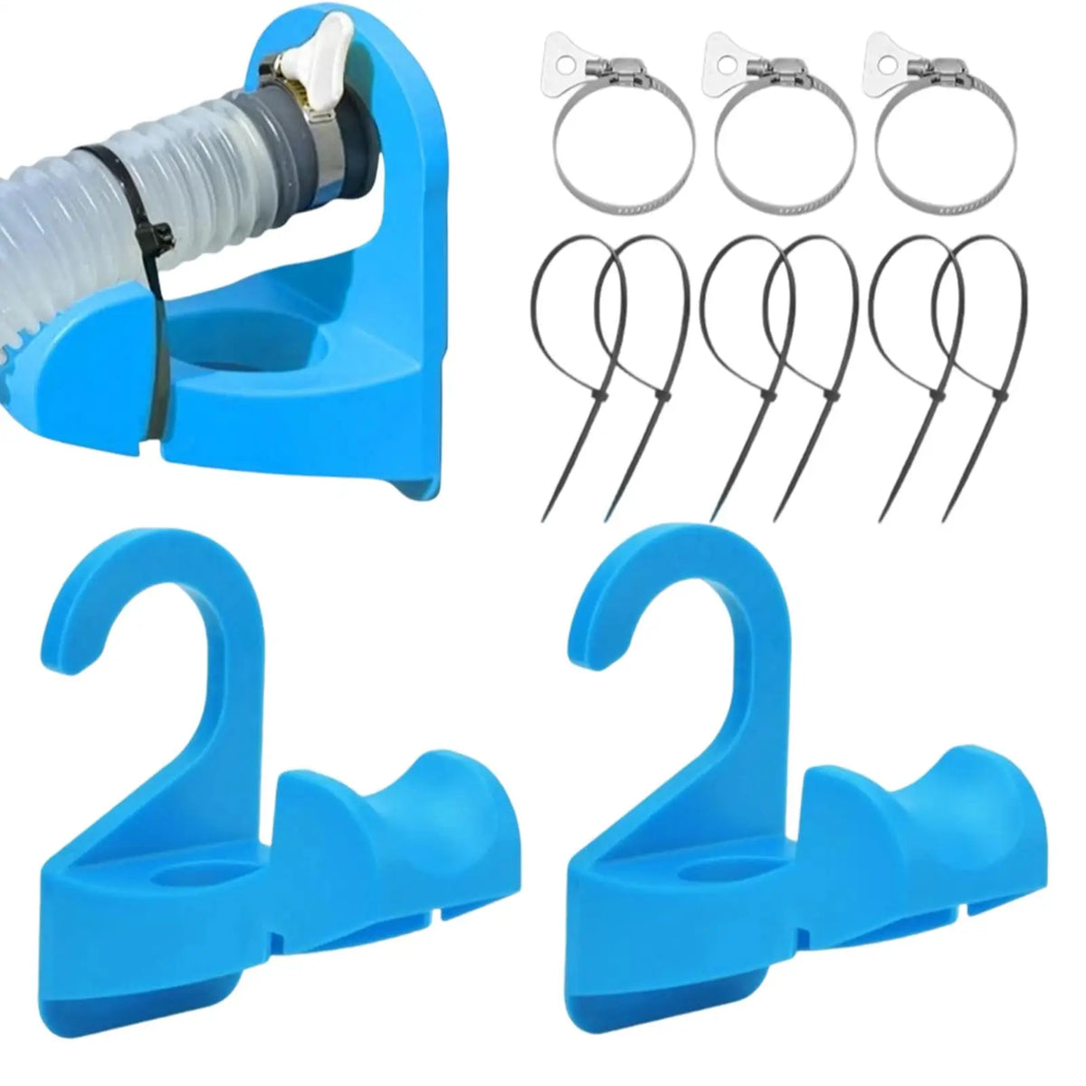 3PCS Anti-Slip Pool Hose Bracket, Leak-Proof Pipe Holder Clips, Heavy-Duty Tube Fastener for Garden Farm Beach Pool Outdoor Use Vue